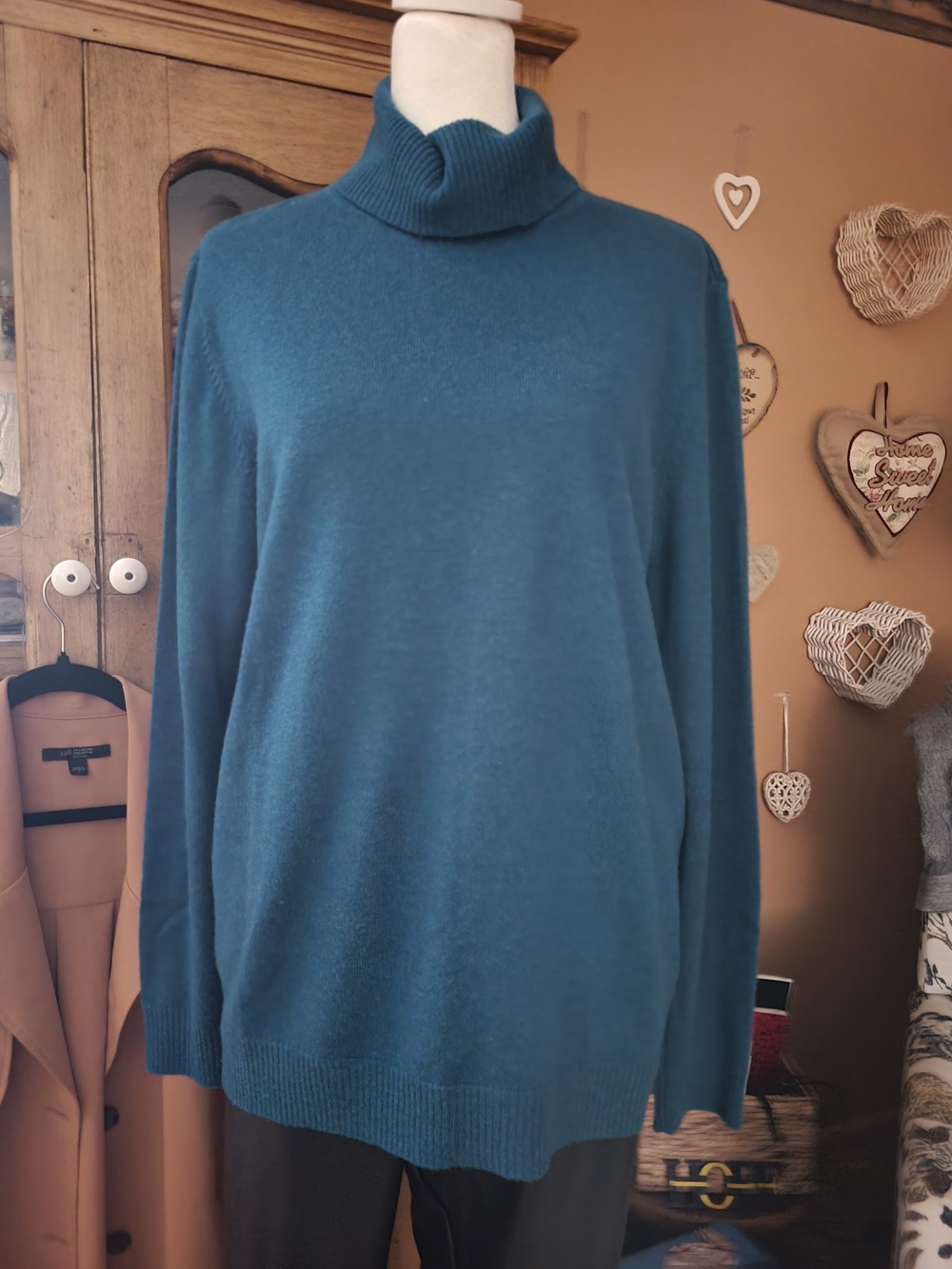 Relativity Wool Blend Teal Turtleneck Sweater - Classic Cozy Style XL